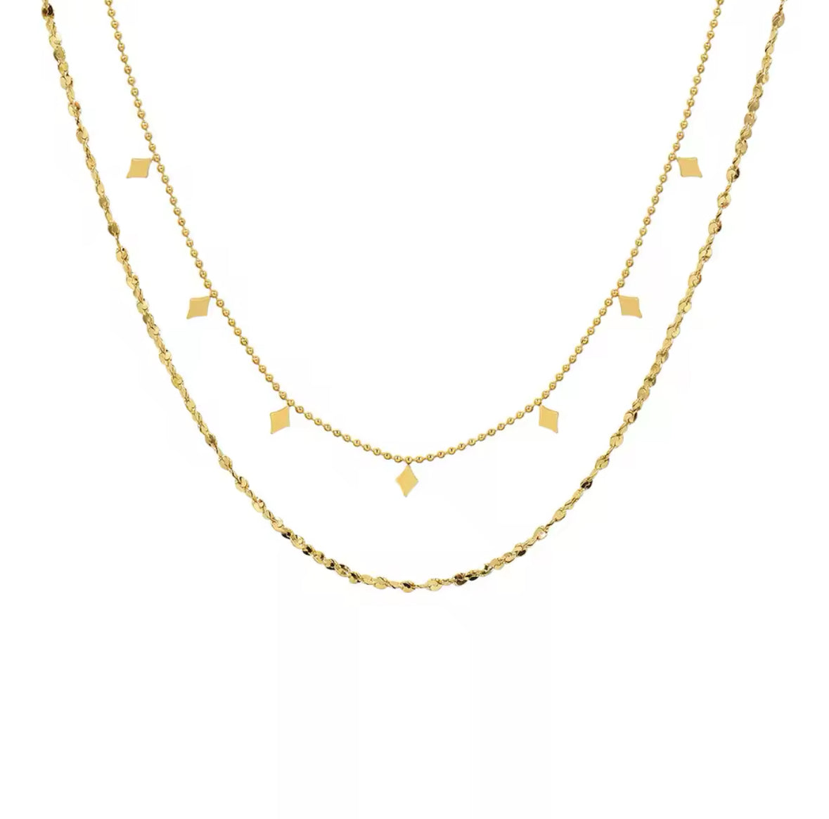 Diamond Drops Gold Necklace