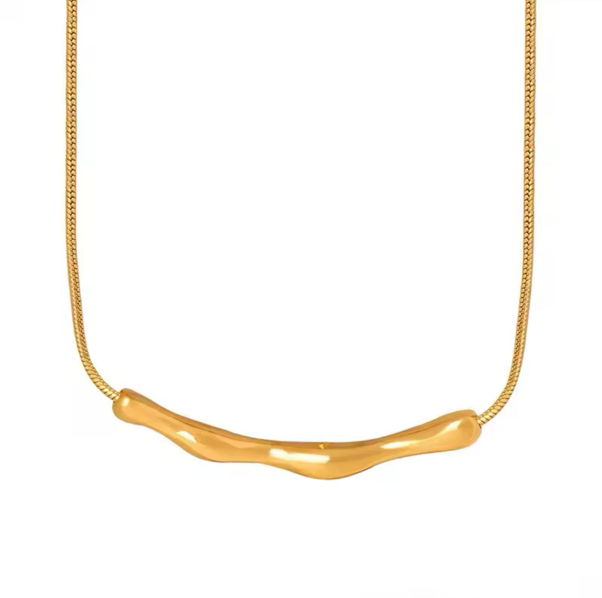 Log Textured Gold Necklace