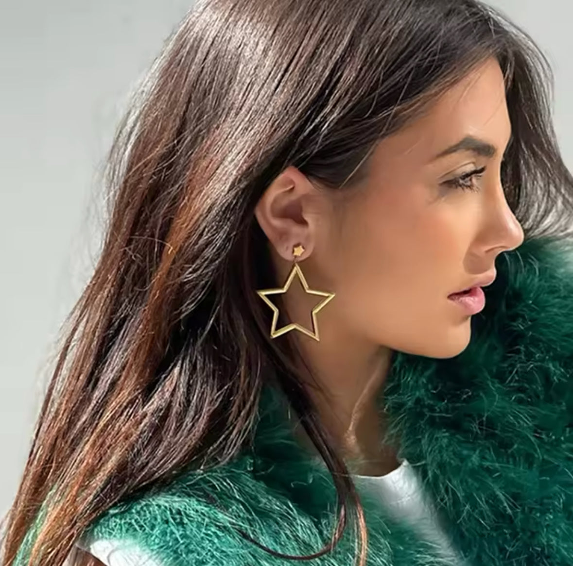 Assymetrical Stars and Moon Gold Earrings