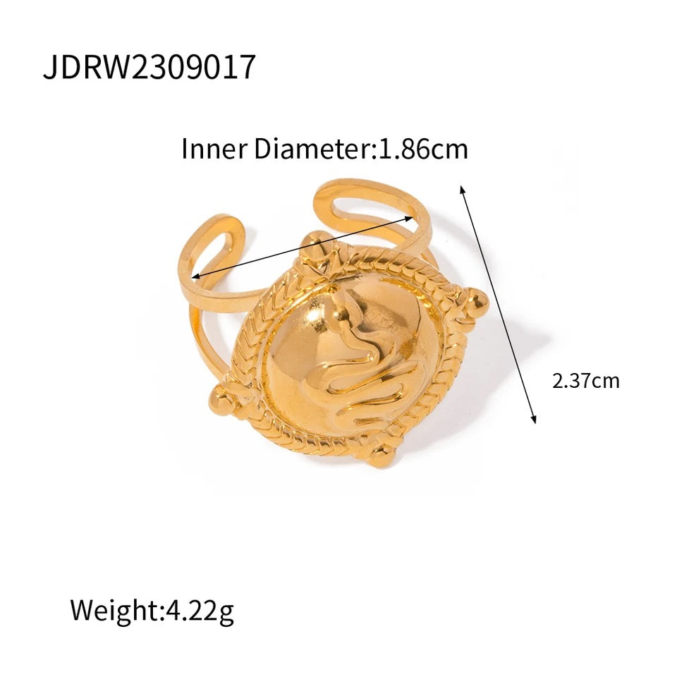 Dana Embossed Snake Round Gold Ring