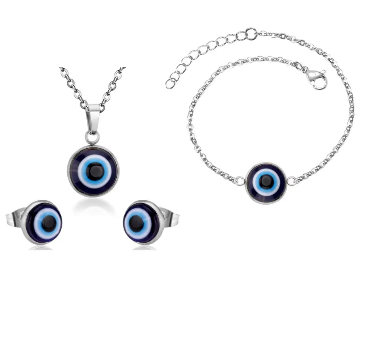 Silver Evil Eye Set