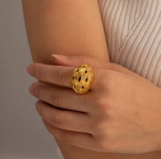 Large Weave Gold Ring