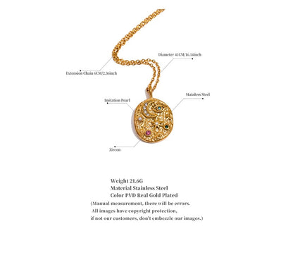 18k Star Moon Zircon Gold Necklace