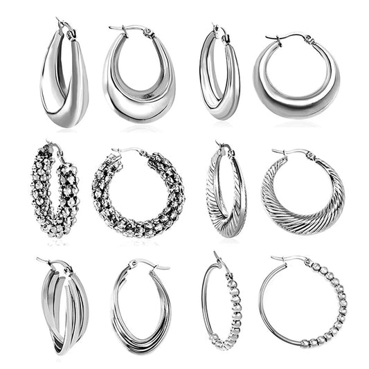 Medium Hoop Silver Earrings