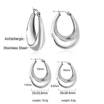 Oval Hoop Silver Earrings