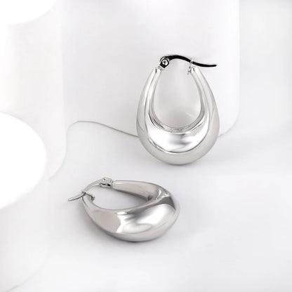 Oval Hoop Silver Earrings