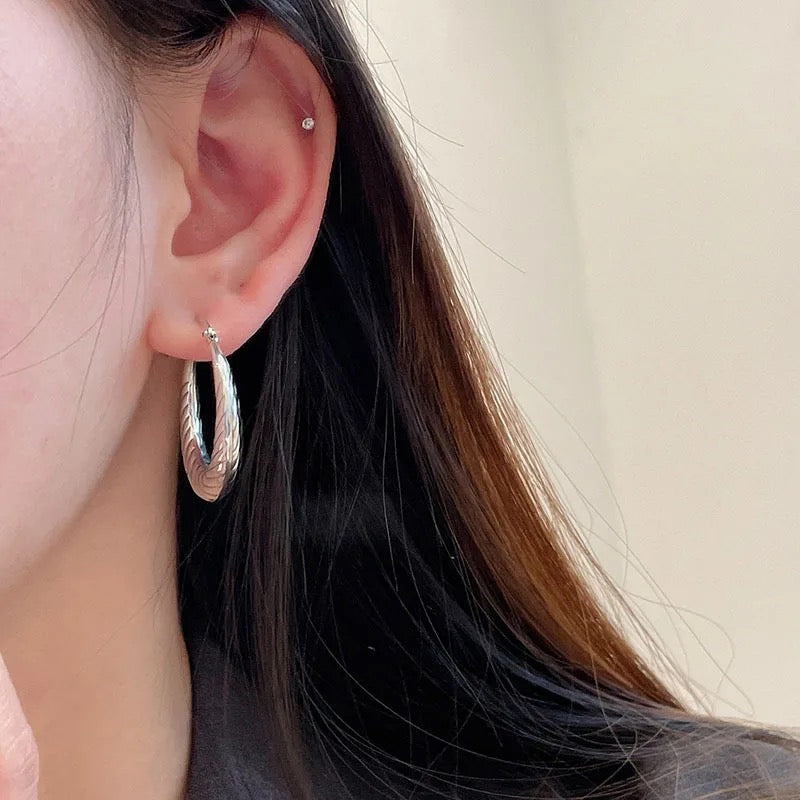 Medium Hoop Silver Earrings