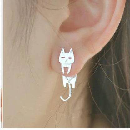 Asymmetrical Sterling Silver Earrings  Cat