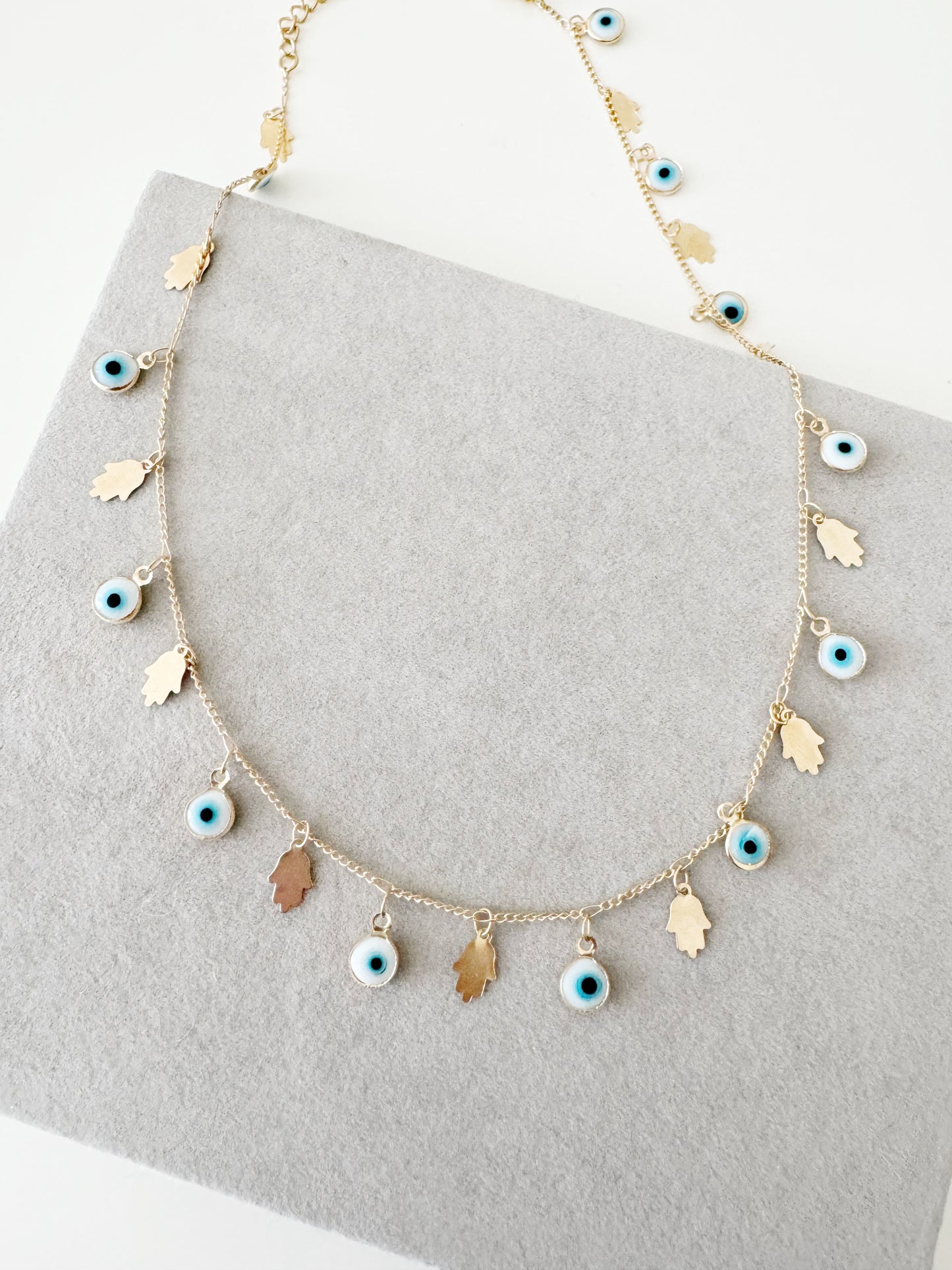 Evil Eye Hamsa Handmade Gold Necklace