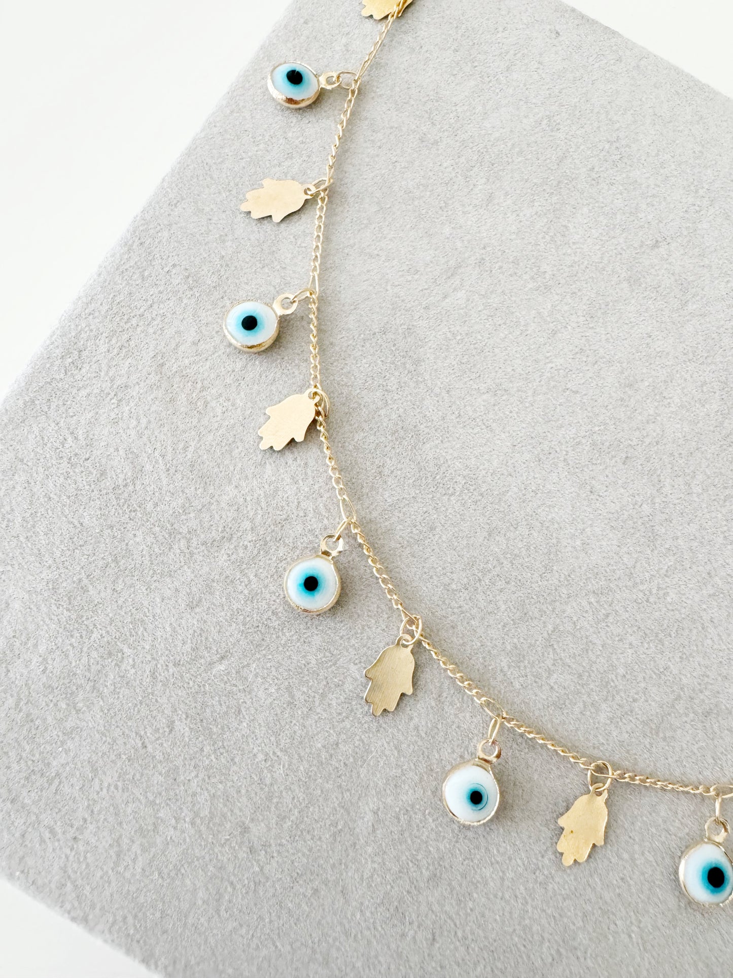 Evil Eye Hamsa Handmade Gold Necklace