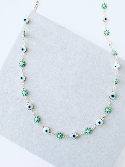 Evil Eye With Daisy Gold Necklace