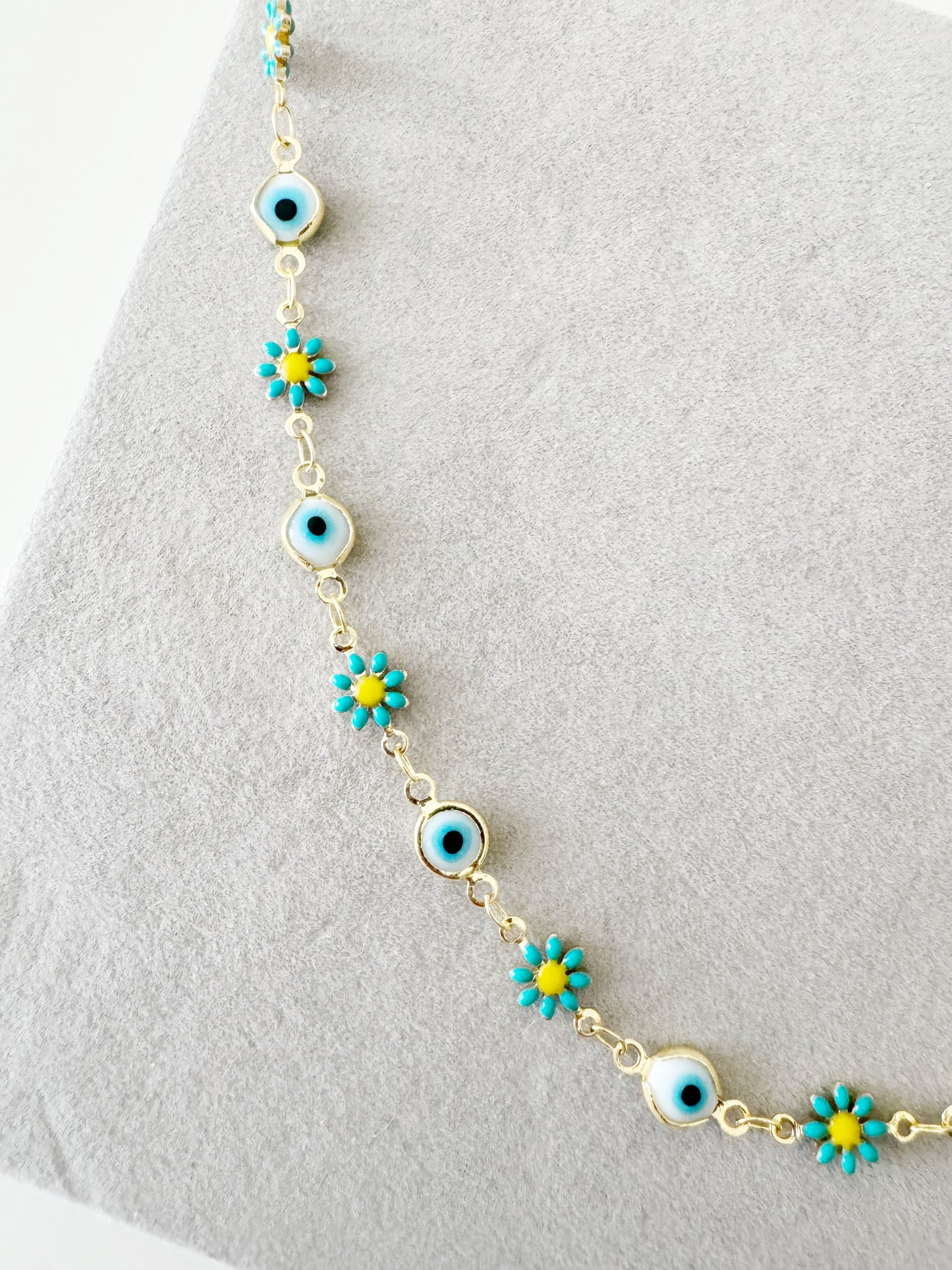 Evil Eye With Daisy Gold Necklace