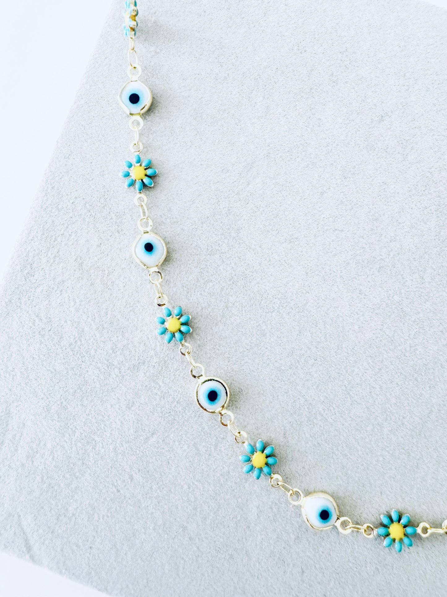 Evil Eye With Daisy Gold Necklace