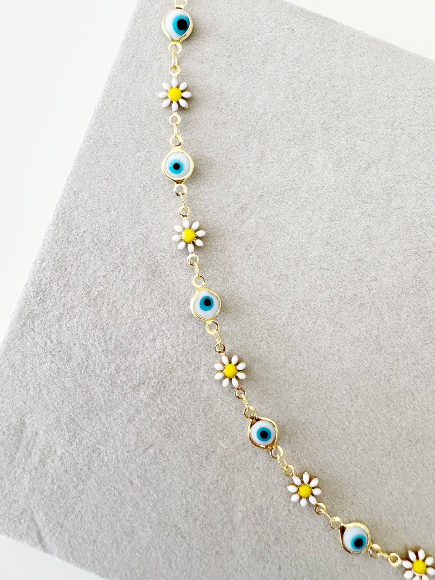 Evil Eye With Daisy Gold Necklace