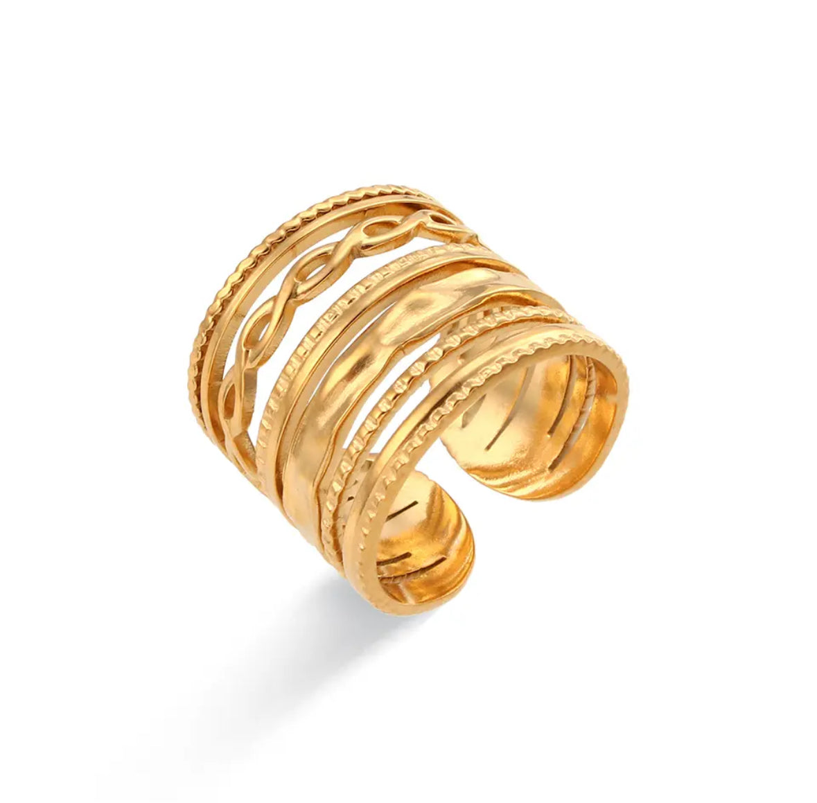 Statement Layered Wide Gold Ring