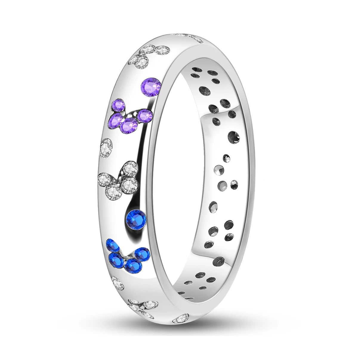 Purple Blue Zircon Silver Ring