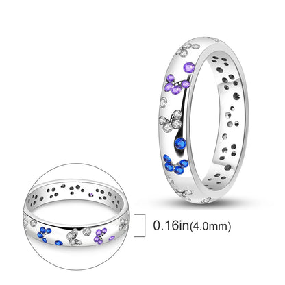 Purple Blue Zircon Silver Ring