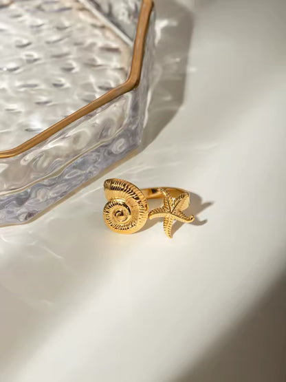 Shell Starfish Gold Ring