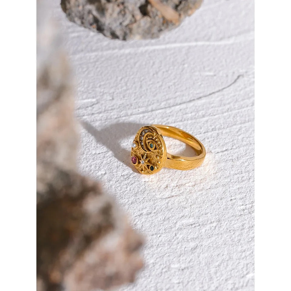Celestial Cubic Zirconia Gold Ring