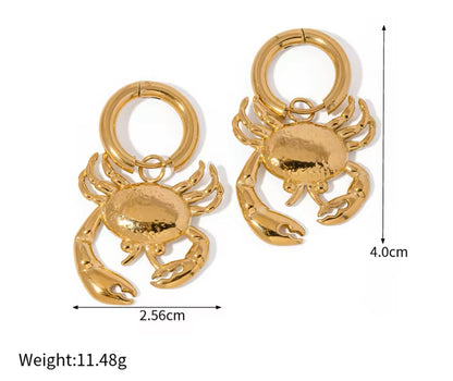 Crab Hoop Gold Earrings