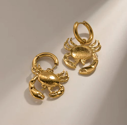 Crab Hoop Gold Earrings