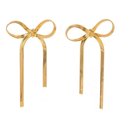 Beautiful Bow Gold Earrings