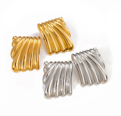 Statement Ridge Silver Earrings