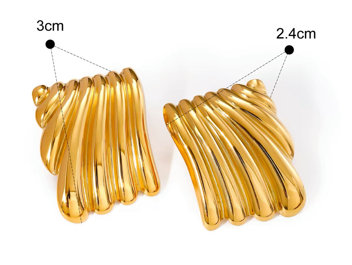 Ridge Statement Gold Earrings