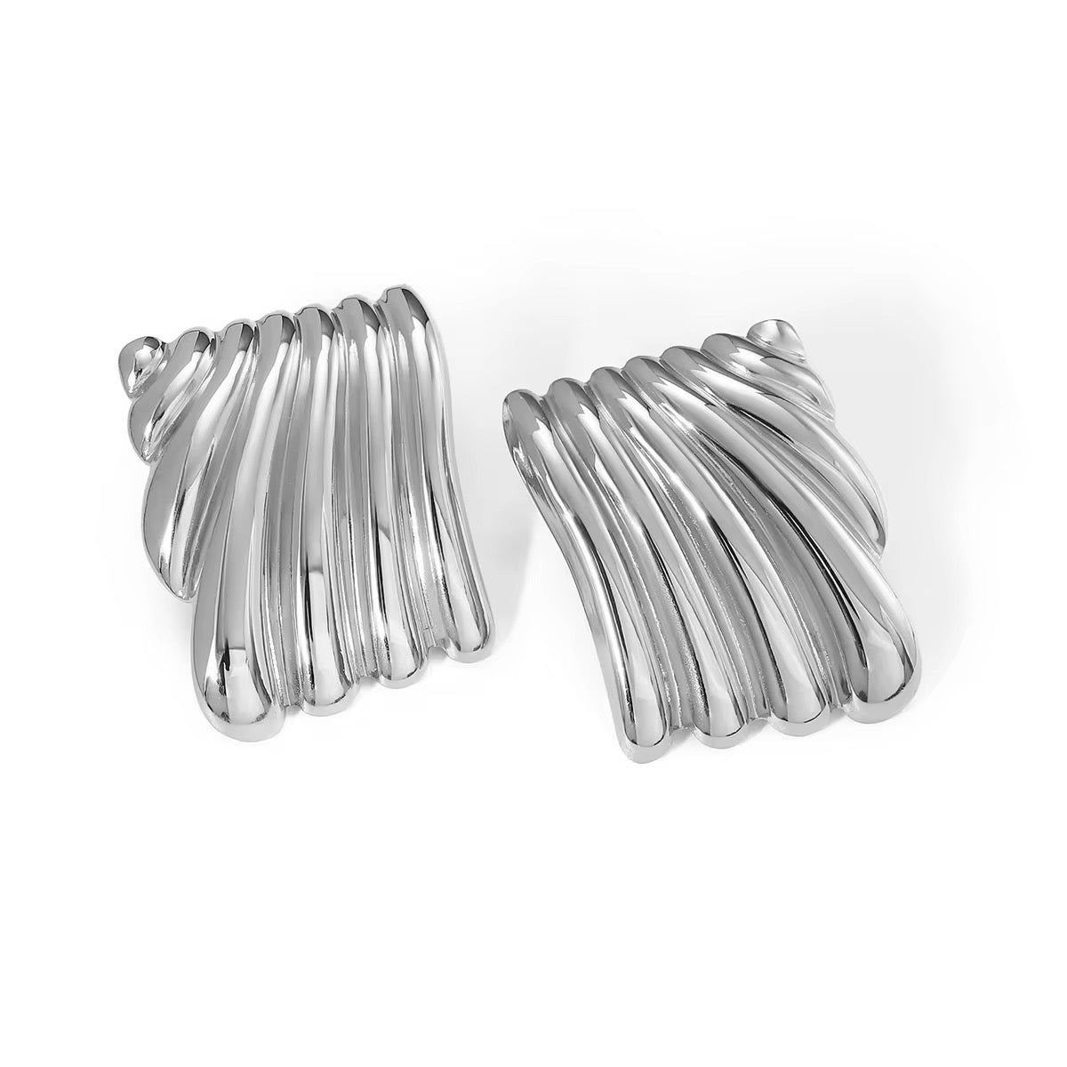 Statement Ridge Silver Earrings