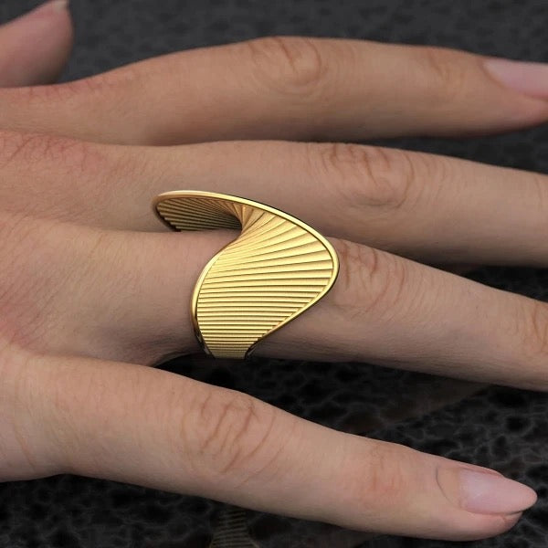 Large Wavy Gold Statement Ring