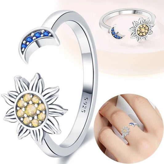 Sun and Moon Sterling Silver Ring