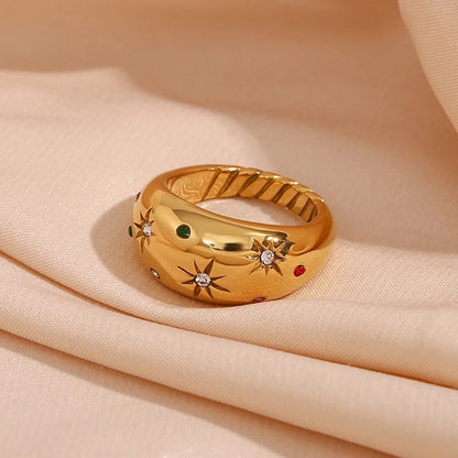 Burst of Stars Dome Gold Ring