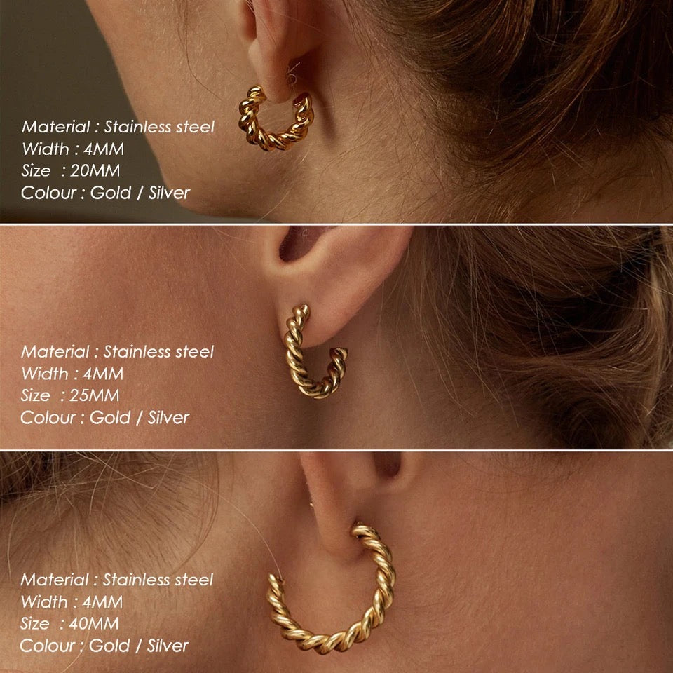 Corazon Rope Twist Gold Earrings