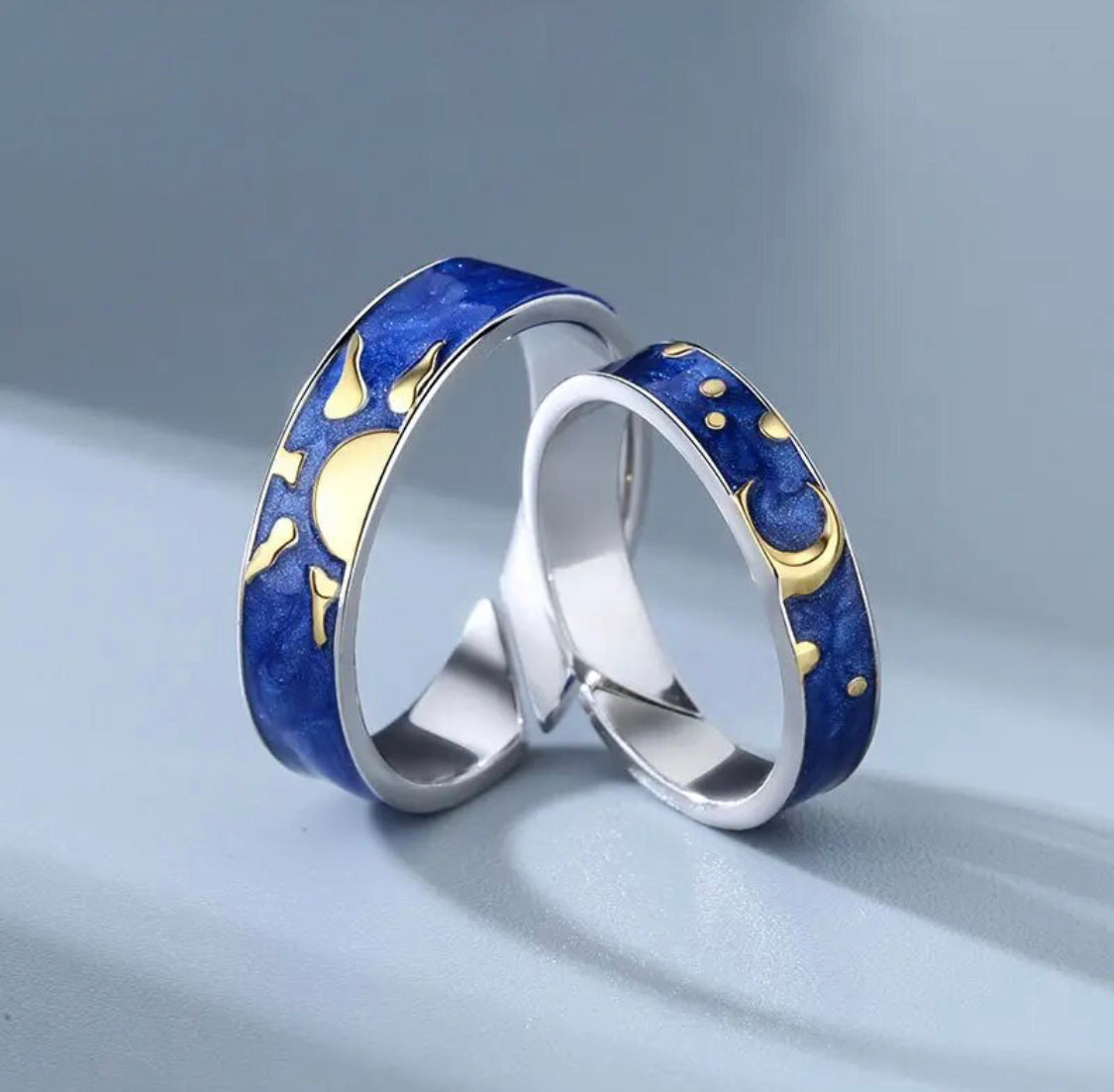 Starry Night Van Gogh Couples Sterling Silver Ring