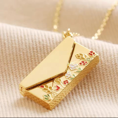 Envelope Gold Locket Charm