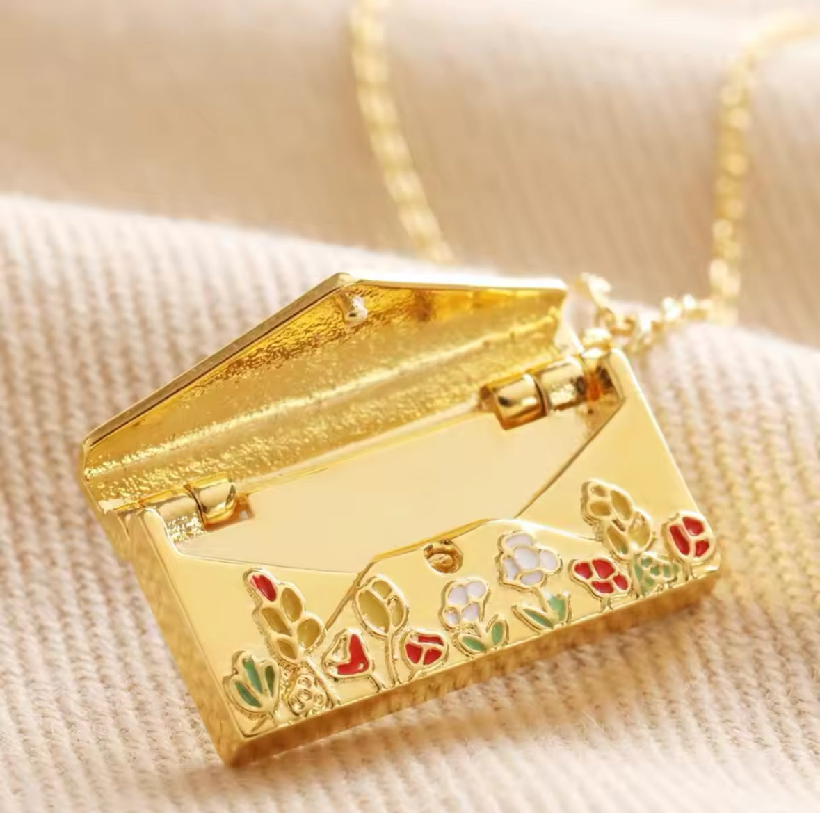 Envelope Gold Locket Charm