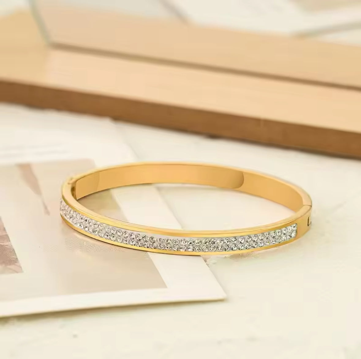 Cubic Zirconia Gold Bangle