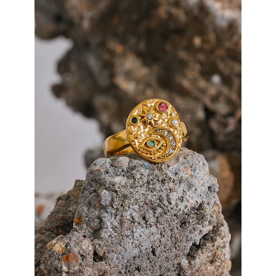 Celestial Cubic Zirconia Gold Ring