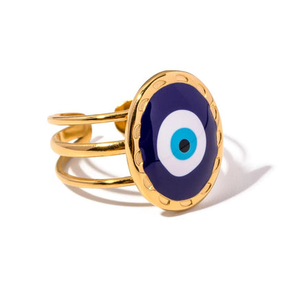 Aicha Evil Eye Oval Gold Plated  Ring