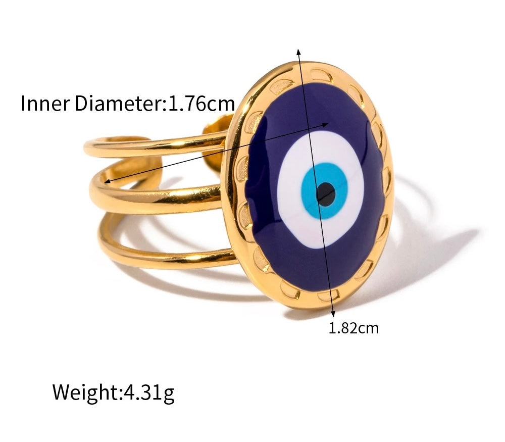 Aicha Evil Eye Oval Gold Plated  Ring