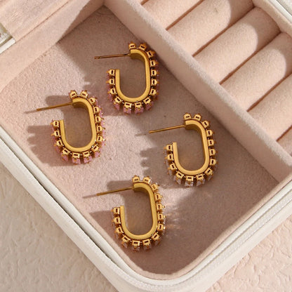 Cubic Zircon Hoop Gold  Earrings