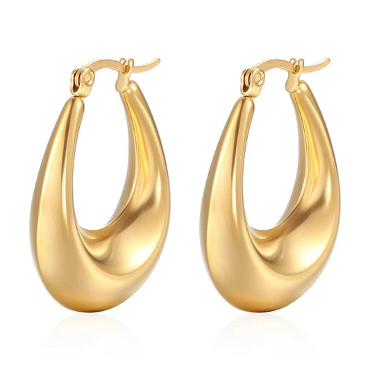 Amaya Oval Hoop Gold Earrings