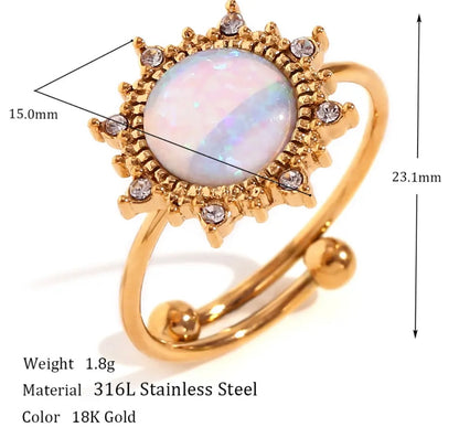 Farah Adjustable Natural Stone Gold Ring